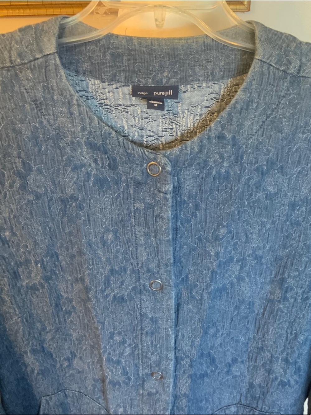 Pure Jill Women's Blue Textured Button-Front Jacket